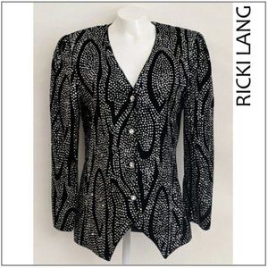 Ricky Lang for Nuit Vintage Women's Black/Silver Embellished Blazer